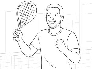 Black-and-white sketch of the Babolat Air Viper 2023 padel racket with a hybrid shape and textured surface