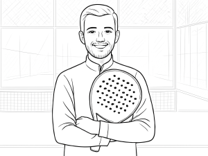 Sort-hvid skitse af Adidas Cross It 2024 padel-ketcher med diamantform og tekstureret overflade