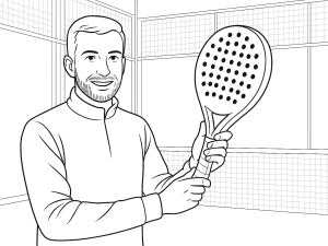 Black-and-white sketch of the Babolat Air Viper 2025 padel racket with wider face and sandy finish