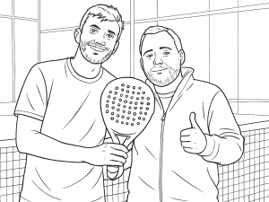 Desenho a preto e branco da raquete de padel Babolat Counter Veron 2024 com face texturizada e cabo comprido