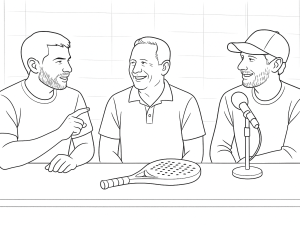 Javier Garrido og Miguel Yanguas deler et venskabeligt øjeblik på banen ved Premier Padel Roma 2024