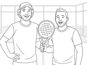 Zwart-witte schets van de Head Speed Motion LTD padelracket met Ari Sanchez' handtekening en magische staf motief