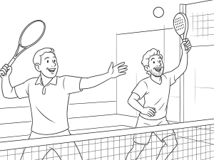 Joueur de tennis hésitant alors qu'une balle de padel rebondit sur la vitre derrière lui