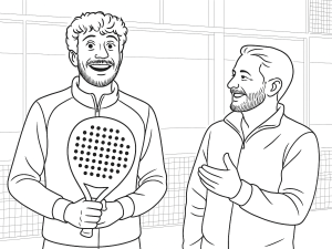 Black-and-white sketch of the Nox AT10 Genius Luxury 18K Alum padel racket with textured face and octagonal handle