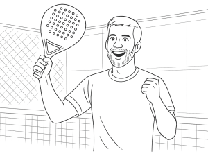 Black-and-white sketch of the NOX AT10 Pro Cup Hard 2025 padel racket with hybrid shape and textured face