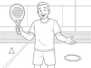 Trener Marc Herrerías demonstrerer overgang fra serve til volley med en StarVie Raptor Black Limited Edition-racket