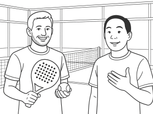 Trainer Maxi Sepúlveda demonstriert Vorhand-Volley-Technik und Fußarbeit auf einem Padelplatz