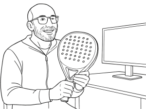 Racchetta da padel Sane Aggressor Rubini con ponte a tre bracci e accenti rossi su sfondo nero e bianco