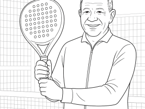 Zwart-witte schets van de Sane Cinetik 28 padelracket met diamantvorm en getextureerd blad