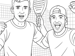 Sanyo Gutiérrez og Momo González håndhilser på en padelbane etter en kamp.