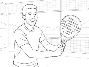 Sort-hvid skitse af StarVie Kenta Ultra Speed Soft padelketcher med ru overflade og forlænget greb