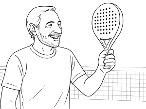 Boceto en blanco y negro de la pala de pádel Xcalion h1 max destacando su diseño ligero y de alto balance