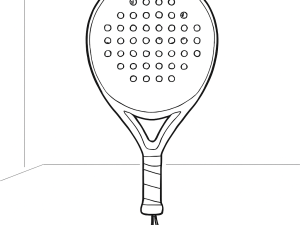 Adidas Adipower Control 3.3 padelketcher med tekstureret overflade og bredt sweet spot, tegnet i spil.