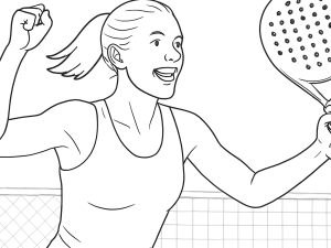 Martita Ortega a segurar a raquete de padel Adidas Adipower Light 3.2, destacando a sua forma redonda e face texturizada