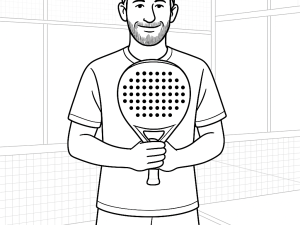Sort-hvid skitse af Bullpadel Vertex 04 Comfort 2024 padelketcher med diamantform og ru overflade.