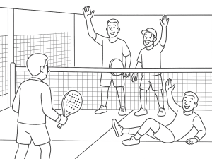 Coello ja Tapia juhlivat voittoa hitaalla Pariisin padel-kentällä, haastajat taustalla.