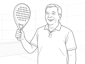 Dessin noir et blanc de la raquette de padel El Toro Vice Versa avec forme hybride et logo marqué