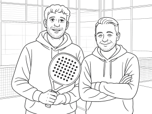 Rakieta padel Head Coello Pro w kształcie diamentu z szorstką powierzchnią i logo Coello King, szkic czarno-biały