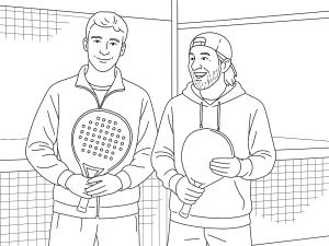 Svart-hvitt skisse av Joma Tournament Pro 2024 padelracket med hybrid form og teksturert flate