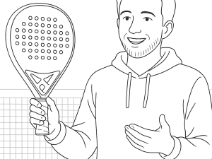 Zwart-witte schets van de Nox AT Attack 2024 padelracket met diamantvorm en getextureerd oppervlak