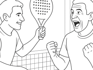 Giocatore di padel esegue una chiquita bassa e morbida con la racchetta aperta, pronto ad avvicinarsi alla rete