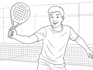 Joueur de padel frappant une balle sur la vitre du fond, visant bas vers les pieds des adversaires au filet