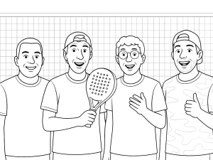 Fire spillere tester padelbat hos Monopoli Padel Club, bat mærket med 2024-modeller