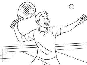 Joueur tenant une raquette de padel bas sur le manche, mettant en avant le levier et la puissance dans une pose dynamique