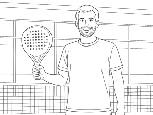 Μαυρόασπρο σκίτσο της ρακέτας padel Puma Solar Court Women με σχήμα δάκρυ και λογότυπο Puma