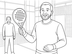 Zwart-witte schets van de Set Black Wolf padelracket met een hybride druppel-diamant vorm en kopzware balans