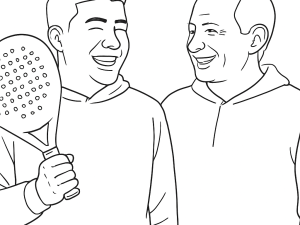 Tolito Aguirre met het Hirostar Alien padelracket, met zichtbaar alien-motief en handtekening