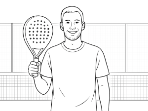 Black-and-white sketch of four Adidas 2025 padel rackets, each with distinct shapes and details