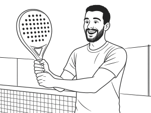 Sort-hvid skitse af Babolat Air Viper 2023 padelbat med tekstureret overflade og langt greb