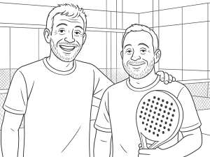 Sort-hvid skitse af Bullpadel Neuron ketcheren med hybrid form og bølget rammedesign
