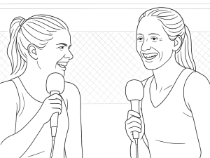 Delfi Brea en Gemma Triay wisselen Premier Padel-kaarten uit, beoordelen elkaars vaardigheden met een glimlach