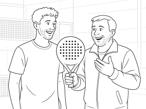 Black-and-white sketch of the Dopadel Castor 2025 padel racket highlighting its teardrop shape and textured surface