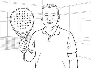 Pala Grow Padel Blaze 2024 con forma de diamante y superficie rugosa de carbono, dibujada en blanco y negro