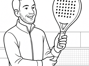 Head Extreme One -padelmailan mustavalkoinen luonnos, jossa yhden reiän muotoilu ja litteä rannenauha