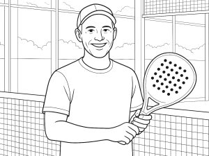 Skiss av padelracket som visar texturerad yta, kolfiberväv, skumkärna och olika hålmönster