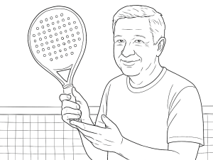 Disegno in bianco e nero della racchetta da padel Oxdog Sense Pro Classic 2025 con forma rotonda e superficie testurizzata