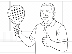 Sane Potential Intermediate 3K padelracket met hartloos ontwerp en extra groot sweet spot, zwart-witte schets