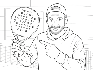 Sort-hvid skitse af Siux Electra ST3 Pro 2024 padel ketcher med tekstureret flade