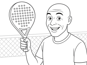 Σκίτσο σε μαύρο-άσπρο της ρακέτας padel Siux Electra ST4 Pro με κομψές μπρονζέ λεπτομέρειες