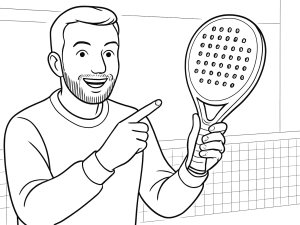 Schwarz-weiße Skizze des Siux Trilogy Pro 4 Padel-Schlägers mit strukturierter Oberfläche und ergonomischem Griff