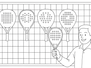 Croquis noir et blanc de raquettes et sacs Volt Padel avec des éléments de design épurés et minimalistes