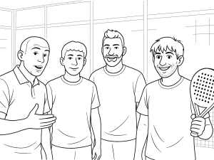 Τρεις παίκτες padel δοκιμάζουν διάφορες ρακέτες σε εξωτερικό γήπεδο στο Green Park Bari