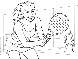 Dessin noir et blanc de la raquette de padel Babolat Air Veron montrant face hybride, trous 3D et dragonne