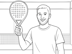 Black Crown Piton Silver 2024 padel racket with round shape and textured surface, sketched in detail