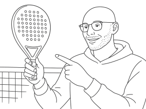 Black-and-white sketch of Bullpadel Hack 03 Comfort 2024 racket with diamond shape and textured surface