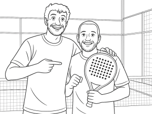 Sort-hvid skitse af Bullpadel Hack 03 padelketcher med diamantform og glat overflade